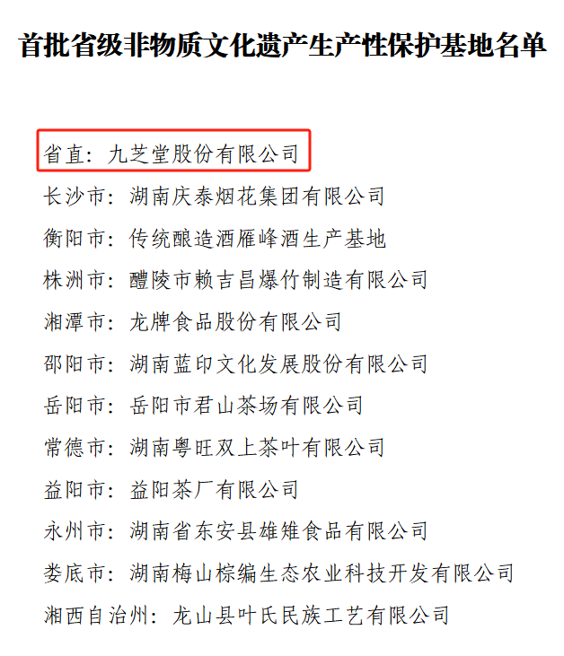 全省首批!九芝堂入选湖南省省级非物质文化遗产生产性保护基地名单